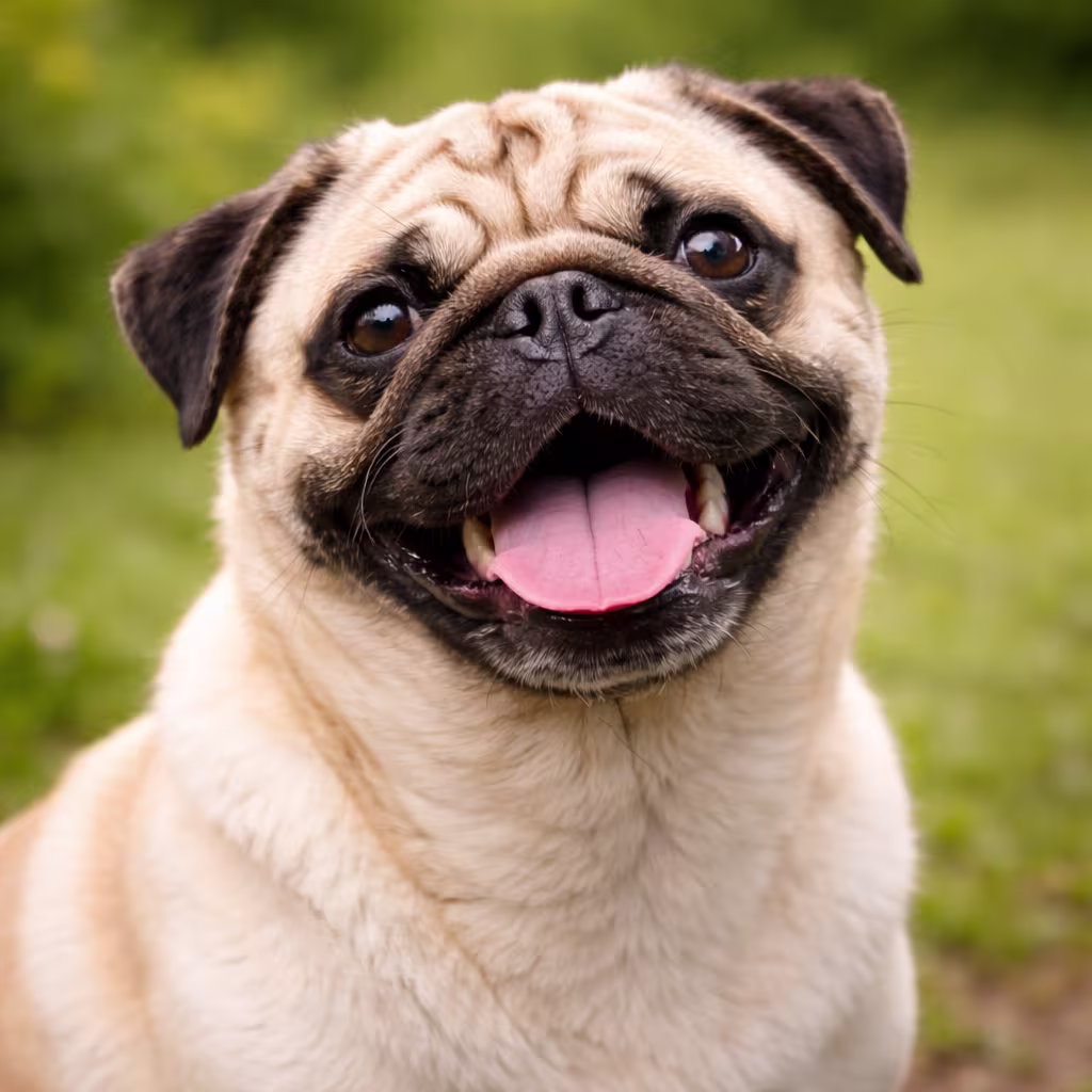 Carlin (Pug) — race à poil court avec une mue extrême malgré sa petite taille